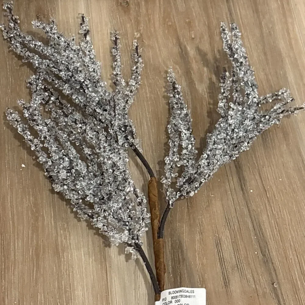 Bloomingdales Snowy Glitter Branch Frosted Artificial 18” New With Tags Holiday
